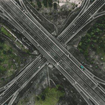 Aerial Photo of Gray Concrete Road