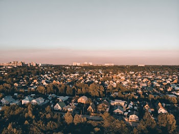 Aerial Photo of Houses During Golden Hour