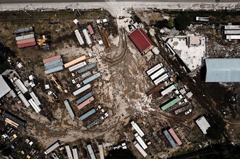 aerial photo of intermodal containers