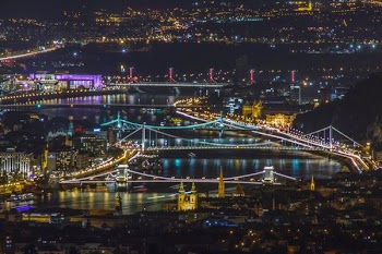 aerial photo of lighted city