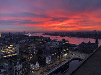 Aerial Photo of Lighted City Buildings