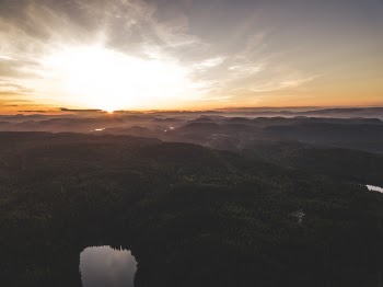 Aerial Photo of Mountains during Sunset