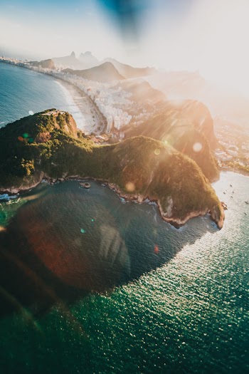 Aerial Photo of Mountains Near Ocean