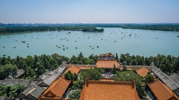 Aerial Photo of Orange Temple
