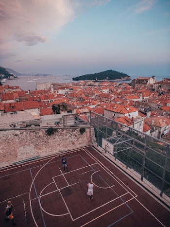 Aerial Photo of Outdoor Basketball Court