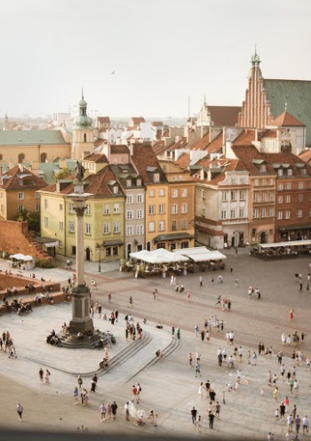Aerial Photo of People in Plaza