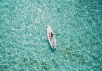 aerial photo of person using paddleboard