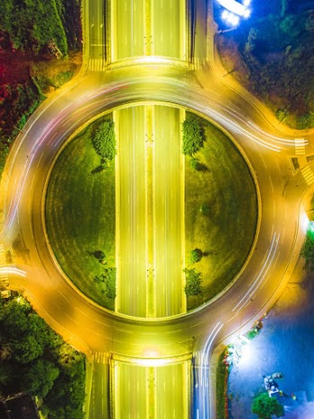 Aerial Photo of Road at Night
