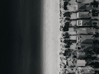 Aerial Photo Of Seashore In Grayscale