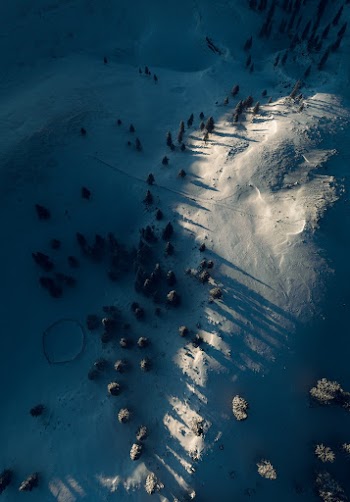 Aerial Photo of Snowy Field
