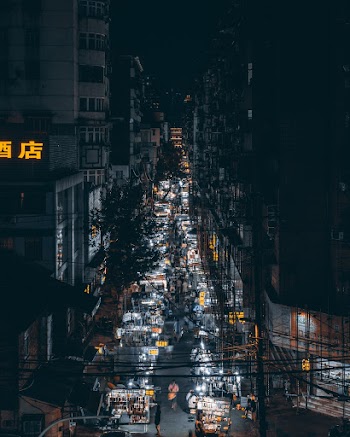 Aerial Photo Of Street At Night