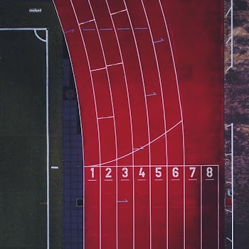 aerial photo of track and field race track