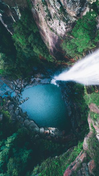 aerial photo of waterfalls