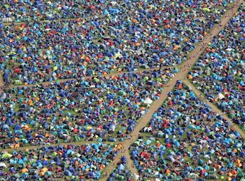 aerial photograph of camping site