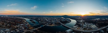 Aerial Photograph of City With Two Rivers