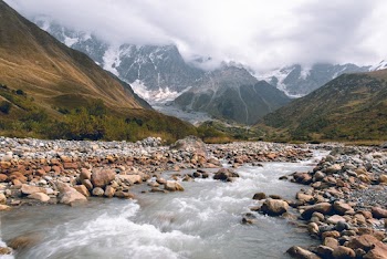 Aerial Photography of a Flowing River in a Valley