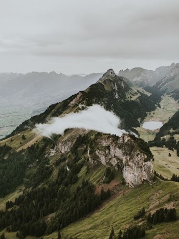 aerial photography of a high mountain