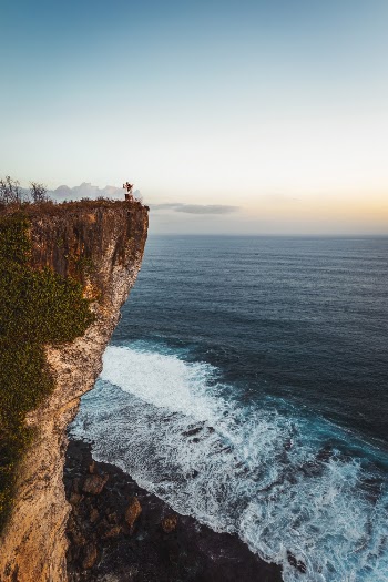 Aerial Photography of a Mountain Cliff by the Sea