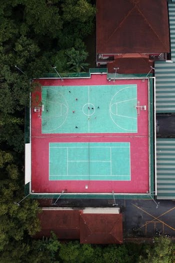 aerial photography of ballpark