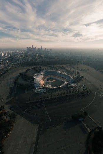 aerial photography of baseball field under cloudy sky