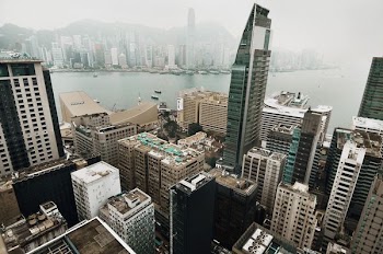 aerial-photography of black and white concrete building