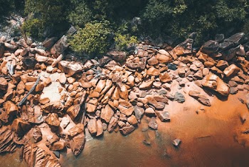 Aerial Photography of Boulders and Trees