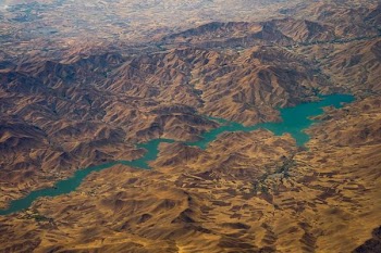 aerial photography of brown mountain