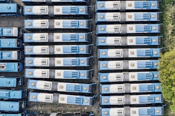 Aerial Photography of Buses