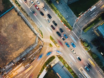aerial photography of busy highway