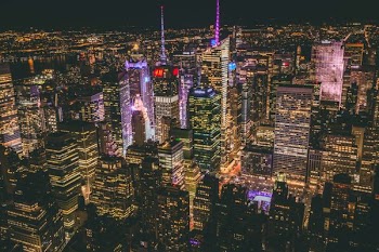 aerial photography of city buildings during nighttime