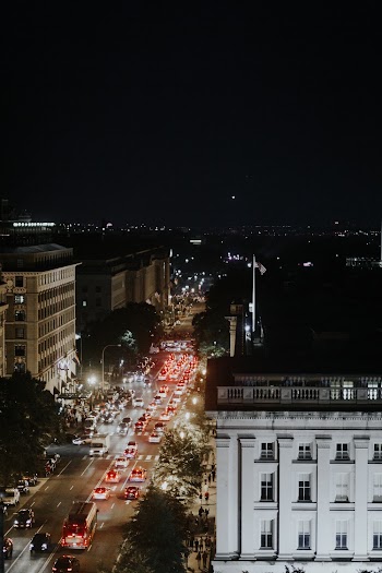 Aerial Photography of City Buildings during Nighttime