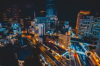 aerial photography of city during nighttime