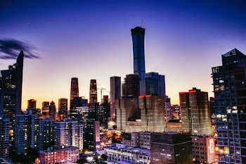 aerial photography of city escape during golden hour