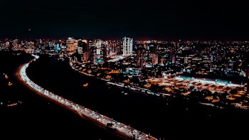 Aerial Photography Of City Skyline At Night