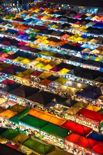 aerial photography of gazebo stalls