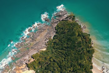 Aerial Photography of Island and Sea
