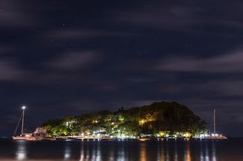 aerial photography of island at night time