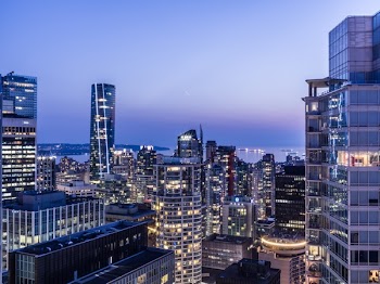 Aerial Photography of Lighted Buildings