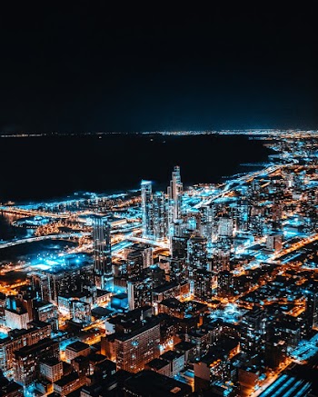 Aerial Photography Of Lighted High-rise Buildings 