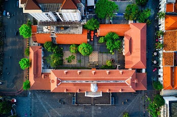 Aerial Photography of Orange Roofed House