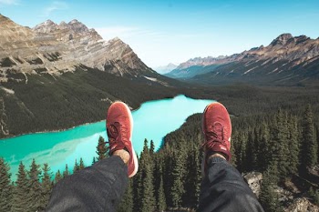 aerial photography of Peyto Lake, Canada