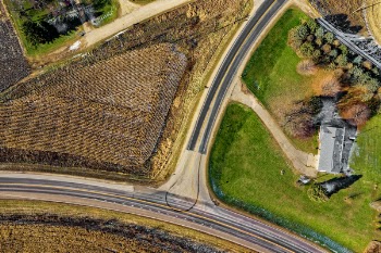 Aerial Photography of Road Near Green Grass F