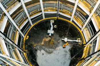 Aerial Photography of Round Yellow Building