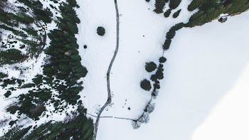 aerial photography of snowy field