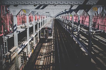 aerial photography of train