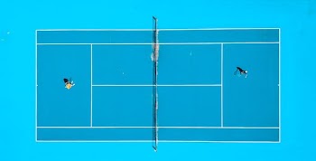 aerial photography of two person playing tennis