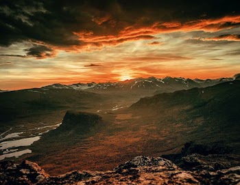 aerial photography of vast mountain range