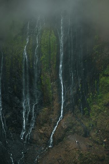aerial photography of waterfalls
