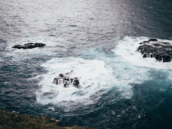 Aerial Photography of Waves Splashing on Rocks