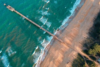 Aerial Photography of Wooden Dock on Sea
